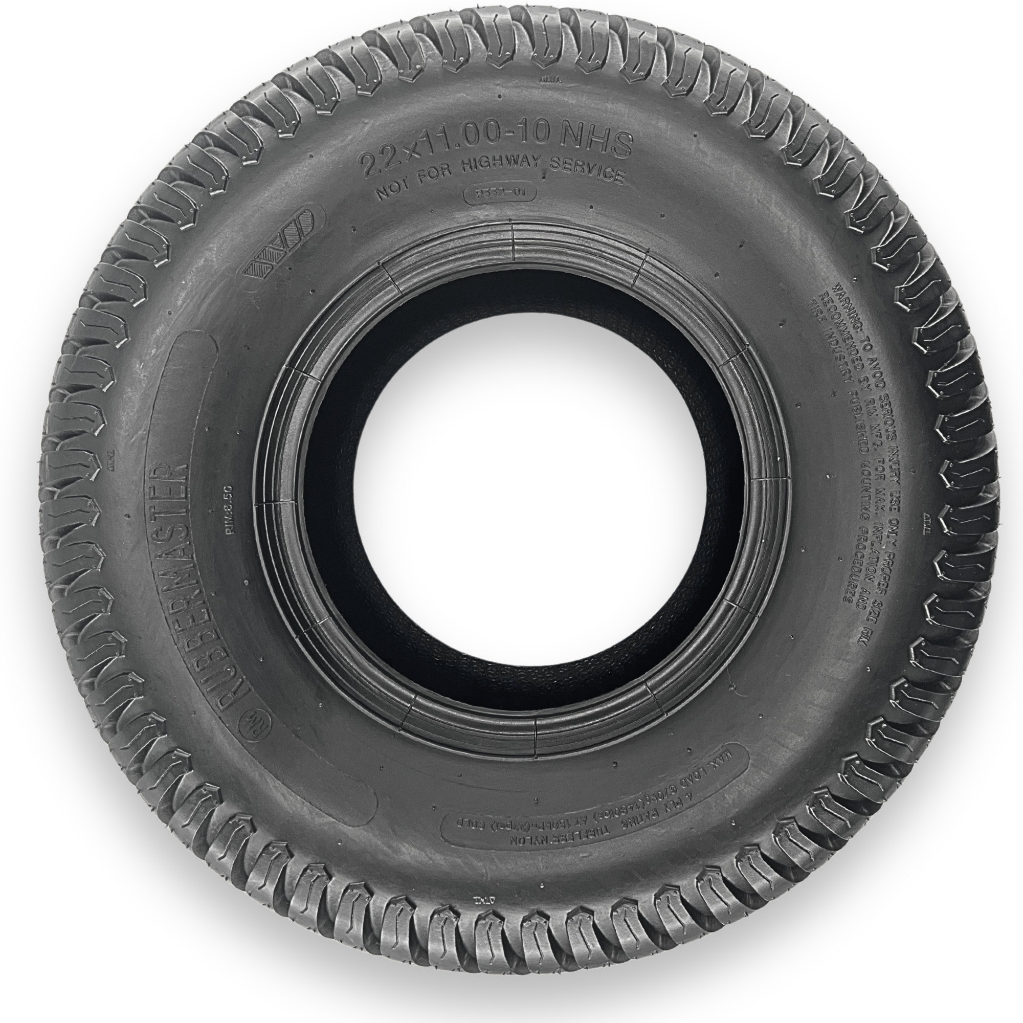 RubberMaster, S-Turf 4 Ply Tire 22x11.00-10 Tire Diameter 21.89 in, Model# 450395